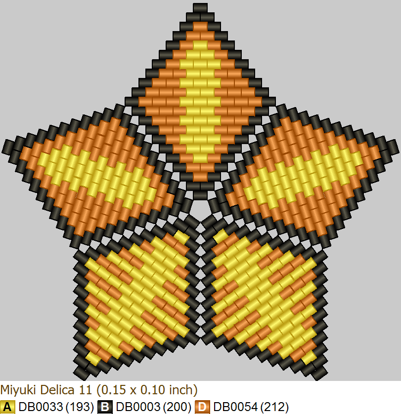 3D Peyote Star design pattern created in PeyoteCreator software