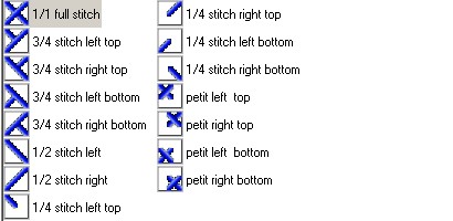 Cross stitch's shapes of bead pattern program 'Bead-n-Stitch'