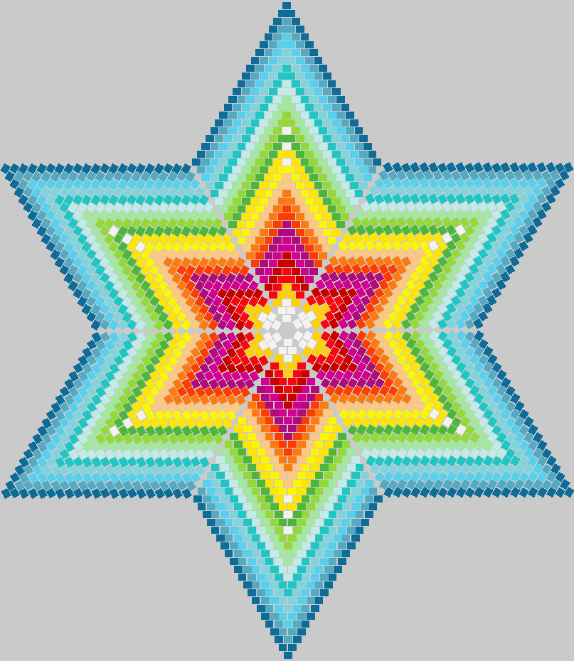 3D Peyote Star with 6 rays design pattern created in PeyoteCreator software