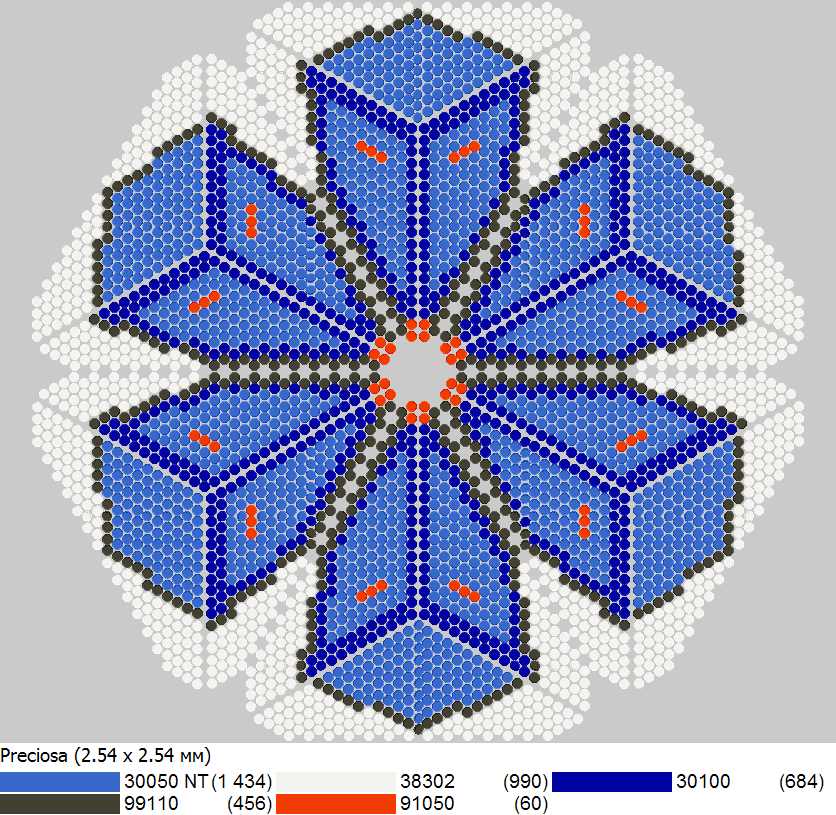 Схема геометрического бисероплетения формата 'Шестиугольник мозаики', созданная в программе 'Бисероплетение с MyJane'