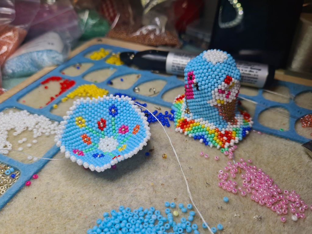 Beading of 3d jingle bell, created by pattern of PeyoteCreator software